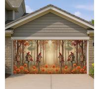 Cardinal Couverture de porte de garage, nichoir à oiseaux paysage nature coquelicot automne orange drapeau de porte de garage décoration d'intérieur pour jardin, extérieur, fête intérieure, 400 x 180