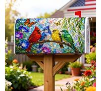 Cardinal Couverture magnétique pour boîte aux lettres naturelle geai papillon printemps rouge pour décoration de maison et jardin 53,3 x 64,9 cm