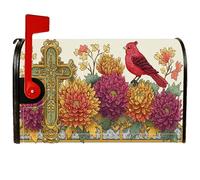 Cardinal Couvertures de boîte aux lettres magnétiques pour décoration de pelouse, motif croix de chrysanthème d'automne rustique, 45,7 x 53,3 cm