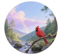 Cardinal du NordPuzzle Rond 1000 Pièces Complexité Élevée pour Experts Augmentation Concentrationoiseau Exposition Murale Bibliothèque 1000pcs (67.5x67.5cm)