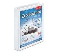 Cardinal ExpressLoad Classeur à anneaux en D de 3,8 cm, capacité de 300 feuilles, couverture ClearVue, anneaux en D verrouillables, classeur blanc (49110CB)