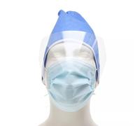 Cardinal Health AT7511-WE Lot de 25 masques de procédure niveau 1 avec protection oculaire, boucles d'oreilles, bleu, boîte de 25
