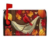 Cardinal - Housses magnétiques de boîte aux lettres rustique, feuilles de citrouille, rouge automne, protection pour boîte aux lettres pour décoration de cour avant, 53,3 x 64,9 cm