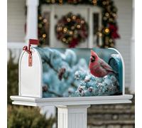 Cardinal - Housses magnétiques pour boîte aux lettres décoratives pour jardin, terrasse, pommes de pin, neige, hiver, rouge, 45,7 x 53,3 cm