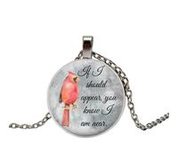 Cardinal Jewelry Collier perroquet rouge cardinal cabochon dôme en verre Cadeau de Noël pour lui ou pour elle, 4