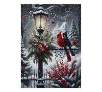 Cardinal Lanterne Neige 1000pcs Mini Puzzle pour Famille Carton Recyclé | 70x50cm Papier Décor De Bureau Découpe Précise Cadeau D'anniversaire Détente