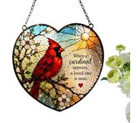 Cardinal Light Catcher, Stained Glass Window Ornament, 7.8x7.8 inch Rainbow Reflection Display with Color Prism Design, Acrylic Panel Build, Artistic Hanging Style Decor, Garden Use