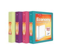 Cardinal Lot de 4 classeurs à 3 anneaux, 3,8 cm, anneaux ronds, peut contenir 350 feuilles, vue de présentation ClearVue, antiadhésive, couleurs vives assorties (79553)