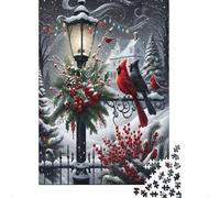 Cardinal Pin Neige 1000pcs Mini Puzzle pour Famille Difficile | 38x26cm Carton Décor Salon Structure Durable Cadeau Anniversaire Soulagement Du Stress