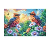 Cardinal Rouge dans Un Champ de Fleurs 1000 Pieces Casse-tête Adulte en Carton Anti-Déchirure Peinture à l'huile d'animal de Compagnie Difficile Moyenne Décoration Murale Jeu De Société Anti-Stress L