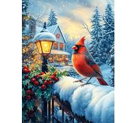 Cardinal rouge dans un village de Noël 500 Pieces Casse-tête Débutant En Carton Épais Paysages et science-fiction Facile Apprentissage Loisir Créatif Passe-Temps Cadeau Créatif Événement Festif Premiu