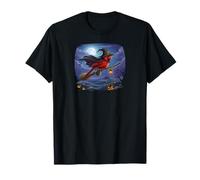 Cardinal Rouge Halloween Chapeau de Sorcière Oiseau T-Shirt