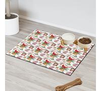 Cardinal Tapis d'alimentation de Noël pour chat et chien Tapis de nourriture en sucre d'orge Tapis d'alimentation absorbant Nti-Slip Contiennent les déversements Protège les sols Set de table 30,4 x