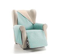 Cardinal Textil Rubí Couvre Sofa Bicolore Réversible, Aigue-Marine/Ecru, 1 Place/Relax