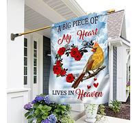 Cardinal Un Grand Morceau De Mon Cœur Vit Au Paradis Drapeaux De Pirate Drôle Drapeau De Jardin Coupe-Vent Et Étancheune Drapeaux De Vacances Décoration Pour Balcon Extérieure Maison S