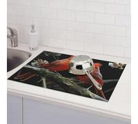 Cardinals Tapis de séchage pour comptoir de cuisine Motif oiseaux Faune sauvage Tapis de séchage en microfibre absorbant réversible lavable 45,7 x 61 cm Facile à nettoyer pour la décoration de la