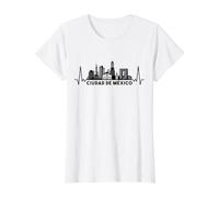Cardiogram Skyline Ciudad de México T-Shirt Graphique avec Valeur, Femme, Blanc, S