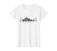 Cardiogram Skyline USA Detroit T-Shirt Graphique avec Valeur