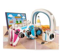 Cardology - Carte pop-up gaming 3D faite main | Cadeau gamer pour enfants, ados, hommes | Carte d’anniversaire, fête des pères, félicitations, bonne chance | Emballage éco réversible