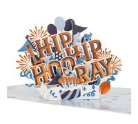 Cardology - Carte pop up Hip Hip Hooray | Design de célébration 3D avec ballons et feux d'artifice - Toutes les occasions, y compris les anniversaires, l'obtention d'un diplôme, la retraite, la