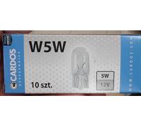 Cardos W5W Lot de 10 ampoules pour plaque minéralogique, 12 V, 5 W, base en verre, ampoule de voiture