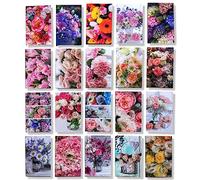 Cards & Crafts 20 Cartes Blanches Sans Texte avec Enveloppes - Jeu de Cartes de Voeux Fleurs avec Enveloppes