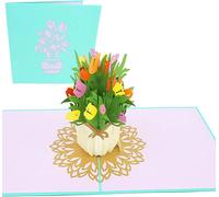 Cards Printemps Tulipe Fleur Bouquet 3d Popup Carte De Voeux Pour Toutes Les Occasions Carte De Fête Des Mères, Jardin De Printemps, Carte D'anniversaire Plis À Plat Pour L'envoi De Sympathie