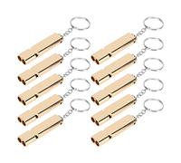 cardyven Sifflet d'urgence - Lot de 10 sifflets de survie pour camping en plein air - Sifflet de survie à haute fréquence en alliage d'aluminium avec porte-clés (doré)