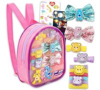 Care Bears Care Bears Lot d'accessoires pour cheveux - 10 pièces avec sac en plastique transparent, clips, nœuds, autocollants, plus | Accessoires Care Bears pour filles