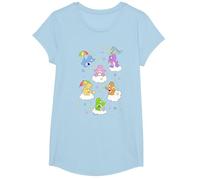 Care Bears Classic Vintage Star Collecting Group Bear Poster T-Shirt, Fille, Bleu Céleste, XS