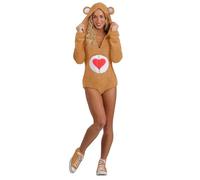 Care Bears Costume d'ours Tenderheart pour femme - Grenouillère à capuche en polaire Sherpa pour Halloween - Sous licence officielle, marron, Small