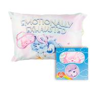 Care Bears Ensemble taie d'oreiller et masque pour les yeux réversible en satin soyeux classique, rétro, 50,8 x 76,2 cm, pour cheveux et peau, (produit sous licence officielle) par Franco Collectibles