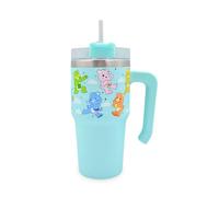 Care Bears Gobelet de 600 ml avec paille et couvercle | Tasse de voyage anti-fuite et anti-déversement | Bouteille d'eau isotherme en acier inoxydable avec poignée pour garder au froid pendant 17 h ou
