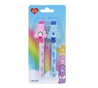 Care Bears Lot de 2 stylos à bille bleus avec décorations pour enfants