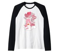 Care Bears Love A Lot Bear and Heart Balloons Valentine Manche Raglan