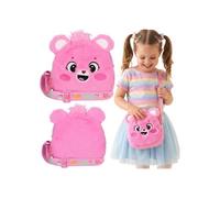 Care Bears Petit sac à main en peluche avec fermeture éclair pour fille petit sac à main avec bandoulière rose 15x15x4cm