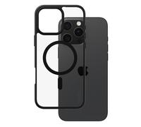CARE by Urban Combat - Coque de protection pour téléphone portable - cadre noir - compatibilité avec MagSafe - plastique recyclé - transparent, noir
