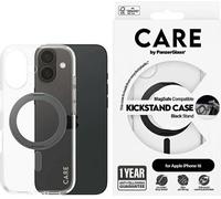 CARE by PanzerGlass Feature Case Transparent w. Black Kickstand & MagSafe iPhone 16 | CARE