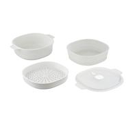 CARE+PROTECT Cuiseur Vapeur pour Micro-Ondes - Récipient Idéal et sain pour la Cuisson à la Vapeur - Servir et Conserver - Sans BPA - 4 L avec 2 Plateaux