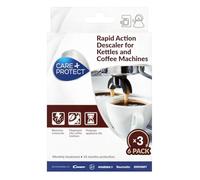 CARE + PROTECT Détartrant café et bouilloires, Universel, 3x6 sachets | Action Rapide, Élimine Calcaire et Résidus Huileux, Protection Jusqu’à 18 Mois, Doses de Poudre à Usage Unique