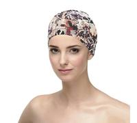 CAREBELL Bonnet de sommeil/idéal pour l'oncologie et les cas d'alopécie/Modèle Natalia/Tissu coton/Mauve Fleurs/Confortable et Doux/Oeko-Tex Standard.