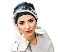 CAREBELL Confort Navy Paisley - Turban Bonnet oncologique en coton pour chimiothérapie ou alopécie., bleu marine, Taille Unique