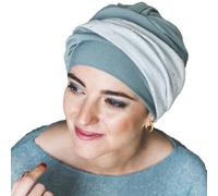 Carebell Elegance Aigue-marine Gold - Turban Bonnet oncologique en bambou pour chimiothérapie ou alopécie, bleu aqua, Taille Unique