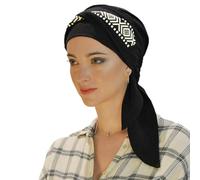 Carebell Smooth Ikat Bonnet oncologique en bambou pour chimiothérapie ou alopécie Noir, Noir , Taille Unique
