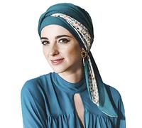 CAREBELL Smooth Pepitas Turban Bonnet oncologique en bambou pour chimiothérapie ou alopécie, turquoise, Taille Unique