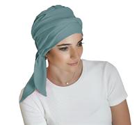 CAREBELL Smooth Turban Bonnet oncologique en bambou pour chimiothérapie alopécie, bleu aqua