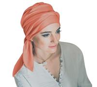 CAREBELL Smooth Turban Bonnet oncologique en bambou pour chimiothérapie Alopécie, corail, Taille Unique