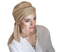 CAREBELL Smooth Turban Bonnet oncologique en bambou pour chimiothérapie alopécie, Crème, Taille Unique