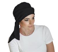 CAREBELL Smooth Turban Bonnet oncologique en bambou pour chimiothérapie alopécie, Noir , Taille Unique