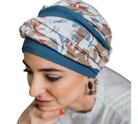 CAREBELL Turban oncologique Elegance campagne / Design préformé avec bande frontale / Tissu en bambou / Fabriqué à la main en Espagne / Spécifique pour les patients souffrant de perte de cheveux.